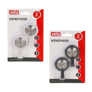 VETTA Крючки самоклеящиеся, 2шт, нерж. сталь, пластик, 2 цвета