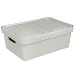 Ящик с крышкой универсальный с ручками Luxe, 38х28х14см, 12л, св-сер