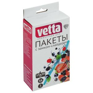 VETTA Пакеты с замком-слайдером, 16шт, 15х20см, 50мкм, 1 литр, полиэтилен