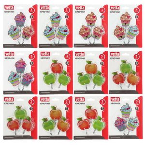 VETTA Крючки самоклеящиеся на блистере Идиллия, 3шт, металл, пластик, 4 дизайна