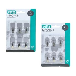 VETTA Набор крючков 6шт на липучке, в блистере, металл