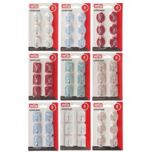 VETTA Крючки самоклеящиеся на блистере, 6шт, 5 цветов