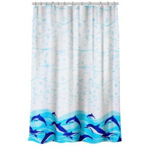 VETTA Шторка для ванной, ткань полиэстер с утяжелит, 180x180см, Дельфины
