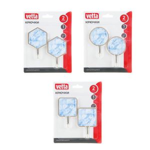 VETTA Крючки самоклеящиеся Голубой мрамор, 2шт., пластик, металл