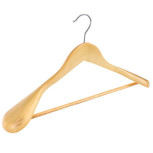 VETTA Вешалка деревянная 45x5,5см, широкие плечи, светлое дерево, хром — изображение 2