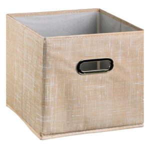 VETTA ЛЁН Короб стеллажный с вырубной ручкой, 25х25х25см, полиэстер, бежевый