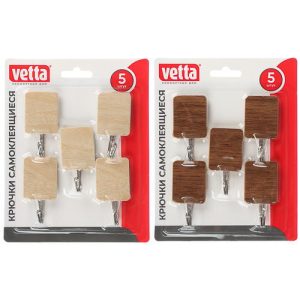 VETTA Крючки самоклеящиеся, 5 шт, принт под Дерево, металл, PS, 2 цвета