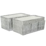 VETTA ЛЁН Комплект коробов с 3 объемными карманами, 2 шт, текстиль, 25х15х12см,серый