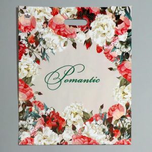 Пакет "Благородные цветы", полиэтиленовый с вырубной ручкой, 38 х 45 см, 60 мкм - 50 шт.