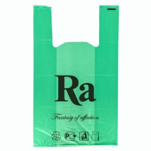 Пакет майка полиэтиленовый 30 + 16 х 53 см, 18 мкм, зелёная "Ra" - 100 шт.