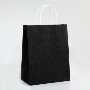 Пакет подарочный бумажный с глиттером чёрный, 21 х 11 х 27 см - 5 шт.