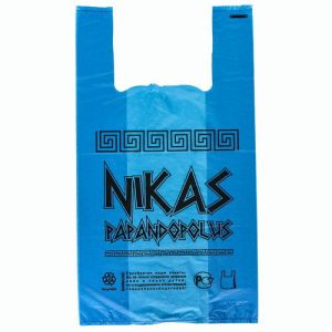 Пакет майка полиэтиленовый 30 + 16 х 55 см, 20 мкм, синий "Niks" - 100 шт.