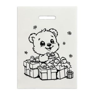 Пакет полиэтиленовый "Мишка" бело-черный 30х40 см 50 мкм - 100 шт.