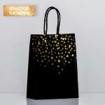 Пакет крафт "Сердца", черный, 21 х 15 х 8 см - 12 шт.