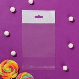 Пакет с липкой лентой, прозрачный 10 х 10/3 см, еврослот, 30 мкм - 100 шт.