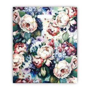 Пакет "Кремовые цветы", полиэтиленовый с вырубной ручкой, 38х45 см, 60 мкм - 25 шт.