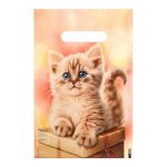 Пакет "Подарочный с котиком", полиэтиленовый с вырубной ручкой, 20х30 см, 30 мкм - 50 шт.