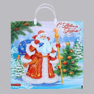 Новый год. Пакет "Желанный гость", полиэтиленовый с пластиковой ручкой, 38х44 см - 5 шт.