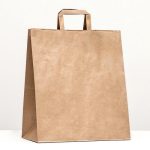 Пакет крафт без печати 32 х 18 х 37 см, плоская ручка - 20 шт.