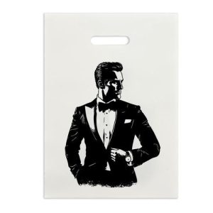 Пакет полиэтиленовый "Джентльмен" бело-черный 30х40 см 50 мкм - 100 шт.