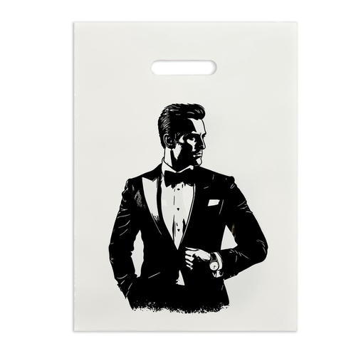 Пакет полиэтиленовый "Джентльмен" бело-черный 30х40 см 50 мкм - 100 шт.