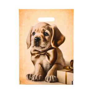 Пакет "Подарочный с собакой", полиэтиленовый с вырубной ручкой, 30 х 40 см, 50 мк - 20 шт.