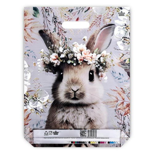 Пакет "Летний Зайка", полиэтиленовый с вырубной ручкой, 30х40 см, 60 мкм - 50 шт. — изображение 2