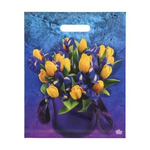 Пакет "Желтые тюльпаны", полиэтиленовый с вырубной ручкой, 31х40 см, 60 мкм - 50 шт.