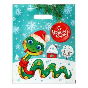 Новый год. Пакет "Хвостатик", полиэтиленовый с вырубной ручкой, 30х40 см - 50 шт.