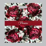 Пакет "Бордовые пионы", полиэтиленовый с вырубной ручкой, 60 мкм, 38 х 45 см - 50 шт.