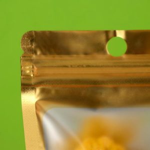 Пакет Зип-лок с окном, с еврослотом, золотой, 8 х 12 см - 100 шт.