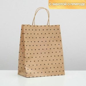 Пакет крафт, «Горошек», 24 х 10,5 х 32 см - 10 шт.