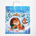 Новый год. Пакет "Морозное утро", полиэтиленовый с петлевой ручкой, 38х42 см - 25 шт.