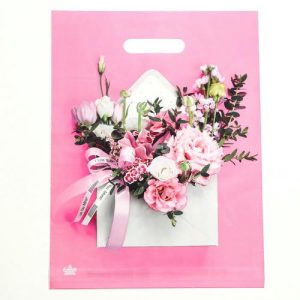 Пакет "Нежное послание", полиэтиленовый с вырубной ручкой, 40х31 см, 60 мкм - 50 шт.