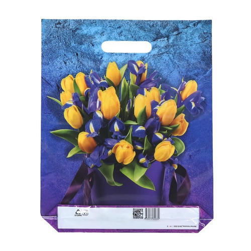 Пакет "Желтые тюльпаны", полиэтиленовый с вырубной ручкой, 31х40 см, 60 мкм - 50 шт. — изображение 2