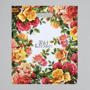 Пакет "Дикая роза", полиэтиленовый с вырубной ручкой, 80 мкм, 40 х 50 см - 50 шт.