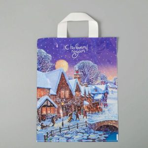 Новый год. Пакет "Зимушка", полиэтиленовый с петлевой ручкой, 28х35 см - 25 шт.
