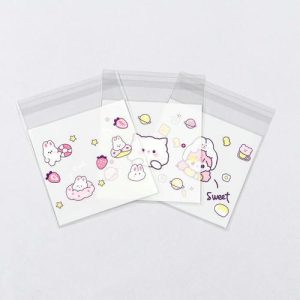 Пакет БОПП с липкой лентой, "Корейский стиль", 10*10+3см МИКС - 100 шт.