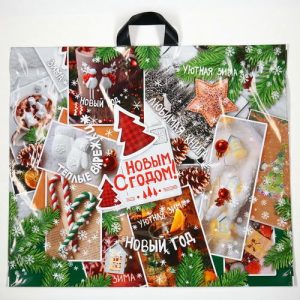 Новый год. Пакет "Время чудес", полиэтиленовый с петлевой ручкой, 60х50 см - 25 шт.
