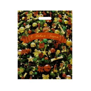 Пакет "Новогодние игрушки", полиэтиленовый с вырубной ручкой, 38х47 см, 60 мкм - 5 шт.