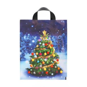 Пакет "Ёлочка с подарками", полиэтиленовый с петлевой ручкой 28 x 35, 50 мкм - 20 шт.