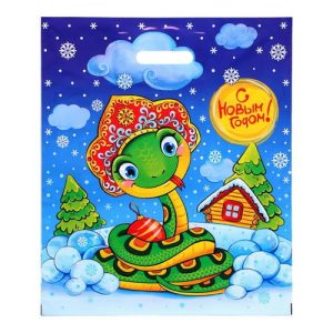 Новый год. Пакет "Красотка", полиэтиленовый с вырубной ручкой, 47х40 см - 50 шт.