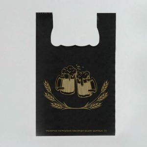 Пакет майка, полиэтиленовый "Пивной", черный 30 х 50 см, 18 мкм - 100 шт.