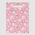 Пакет полиэтиленовый с вырубной ручкой "Единорожки", на розовом, 50 мкм 30 х 40 см - 20 шт.