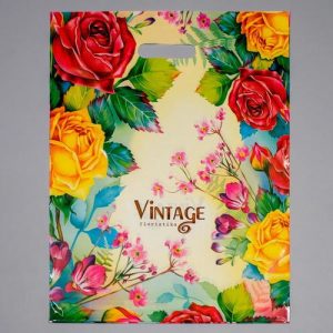 Пакет "Винтаж", полиэтиленовый с вырубной ручкой, 60 мкм, 38 х 47 см - 50 шт.