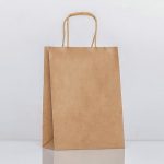 Пакет крафт без печати, круглая ручка, 15 х 21 х 8 см, 120 г - 12 шт.