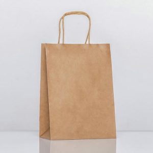 Пакет крафт без печати, круглая ручка, 15 х 21 х 8 см, 120 г - 12 шт.