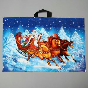 Новый год. Пакет "Зимняя поездка", полиэтиленовый с петлевой ручкой, 71х55 см - 25 шт.