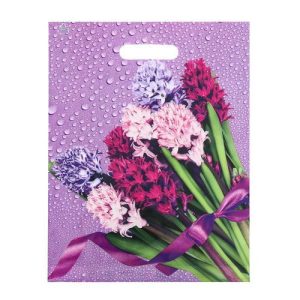 Пакет "Нежные гиацинты", полиэтиленовый с вырубной ручкой, 31х40 см, 60 мкм - 50 шт.