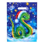 Новый год. Пакет "Змейка", полиэтиленовый с вырубной ручкой, 31х40 см - 50 шт.